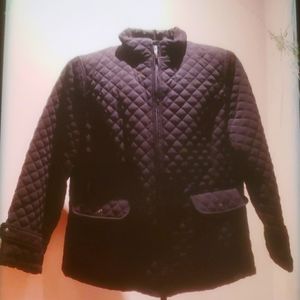 ST JOHN'S BAY Black Quilted Lined Zip Front Jacket/Coat Women's